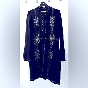 Marisa Christina Black Wool Coat, silver design